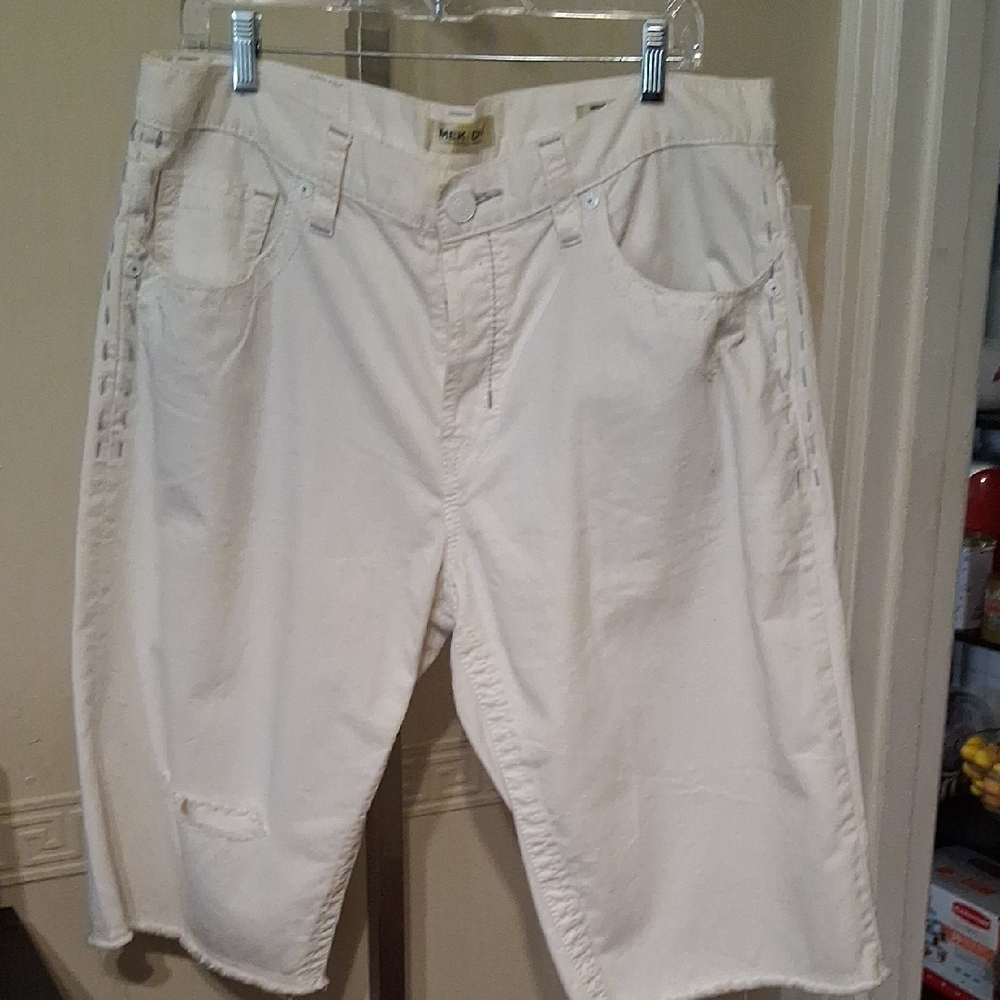 MEK Cream Jean Shorts for Men